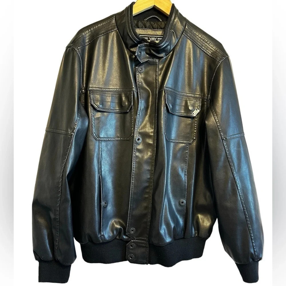 Men’s Buffalo David Bitton Vegan leather jacket. Bomber, black Good used XL